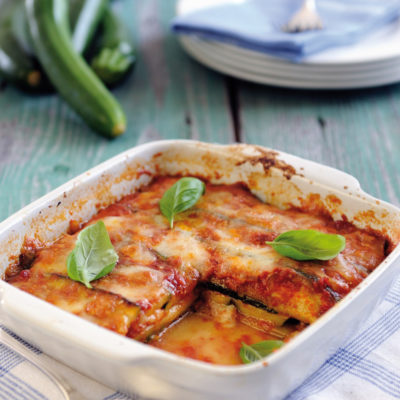 Vegetarische Zucchini-Lasagne à la Tomate-Mozzarella