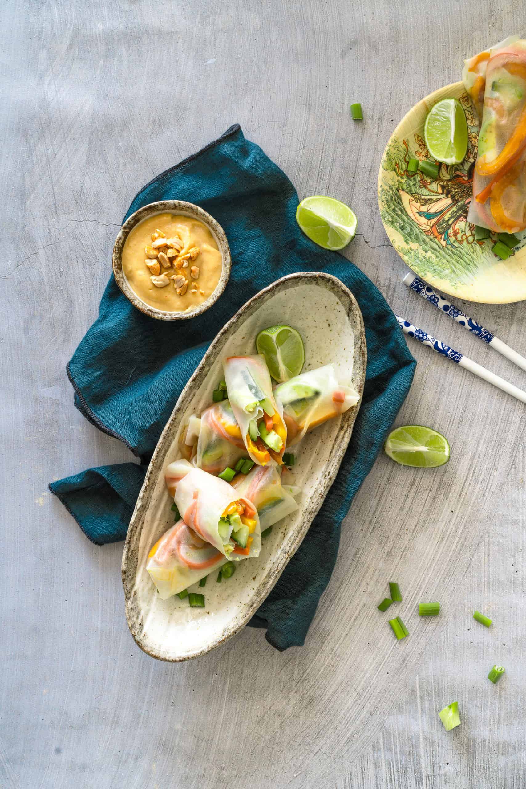 Summer Rolls vegan und mit Dip - einfaches Rezept | Foodio
